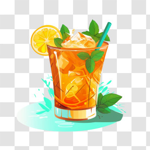 Ice Tea - Refreshing Ice Tea With Lemon And Mint Leaves Transparent PNG