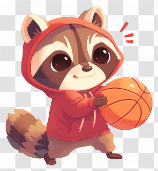 Raccoon Playing Basketball - Cartoon Raccoon Playing Basketball Transparent PNG