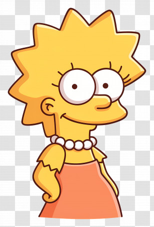 Lisa Simpson - Cartoon Character In Orange Dress And Pearls Transparent PNG