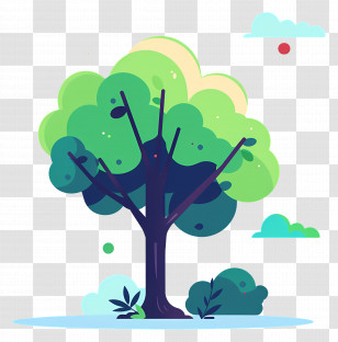 Cartoon Green Tree - Cartoon Green Tree With Vibrant Foliage Transparent PNG