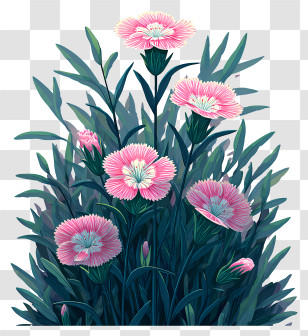 Pink Flower Art - Pink Flowers In Garden Transparent PNG