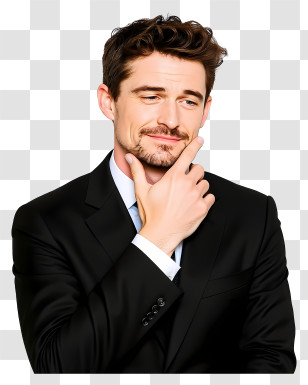 Tired Businessman - Thoughtful Man In Black Suit Transparent PNG