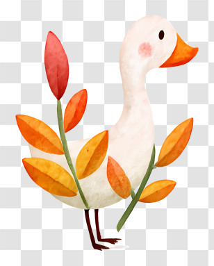 Leaf And Goose Logo - White Goose In Autumn Leaves Transparent PNG