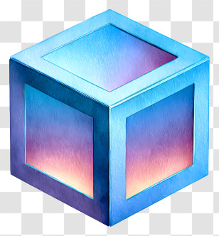 Package Box Icon - Blue Metallic 3D Cube Transparent PNG