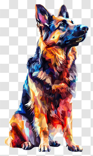 Shepherd Dog - Colorful German Shepherd Dog Transparent PNG