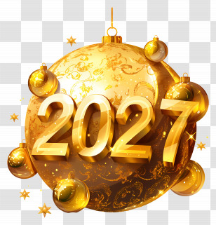 Year 2027 - Golden 2027 Ornament For New Year Celebration Transparent PNG