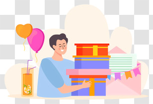 Birthday Party - Man Holding Gifts At Party Transparent PNG