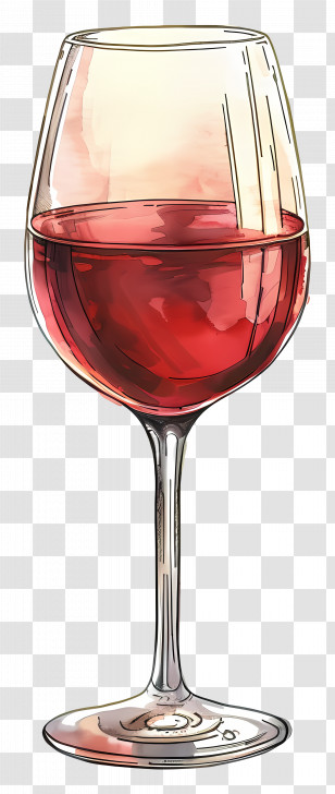 Red Wine - Elegant Red Wine Glass Illustration Transparent PNG