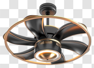 Ceiling Fan - Modern Black And Gold Ceiling Fan Transparent PNG