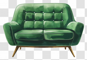 Green Sofa - Modern Green Sofa With Wooden Legs For Home DÃ©cor Transparent PNG