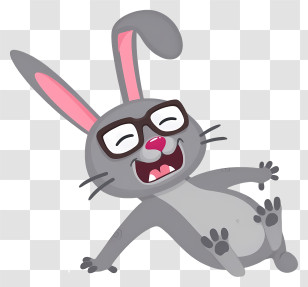 Cartoon Bunny - Cartoon Rabbit Laughing With Glasses Transparent PNG