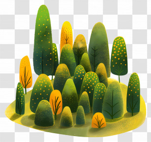 Grass Forest - Illustration Of Small Decorative Trees Transparent PNG
