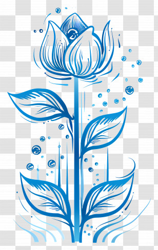 Water - Blue Flower Illustration Transparent PNG