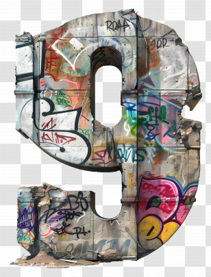 Number 9 - Number 9 Covered In Graffiti Transparent PNG
