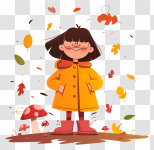 Autumn Background - Illustration Of A Girl In Autumn-Themed Outfit Transparent PNG