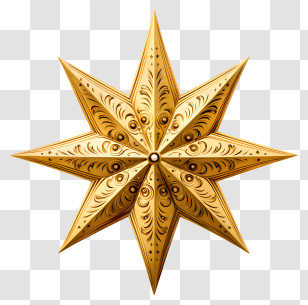 Epiphany - Ornamental Gold Eight-Pointed Star Transparent PNG