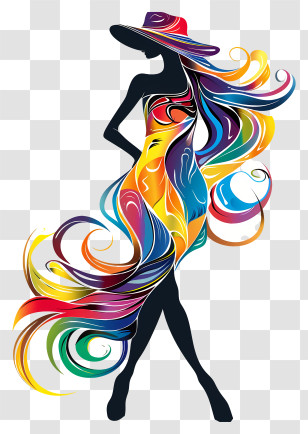 Voluptuous Woman Silhouette - Colorful Silhouette Fashion Art Transparent PNG