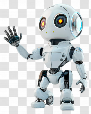 Robot Assistant - Friendly Cute Robot Waving Transparent PNG