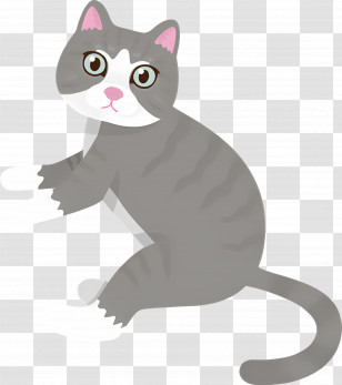 Cartoon Cat - Adorable Cartoon Grey Cat Illustration Transparent PNG