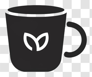 Black Cup - Black Cup With Leaf Design Transparent PNG