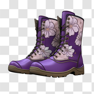 Boots - Purple Floral Boots Transparent PNG