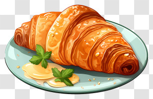 Croissant - Croissant With Honey On Plate Transparent PNG