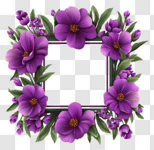 Purple Floral Frame - Purple Floral Frame With Flowers Transparent PNG
