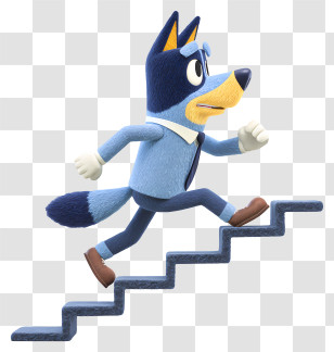 Bluey Climbing Stairs - Running Wolf In Business Suit On Stairs Transparent PNG