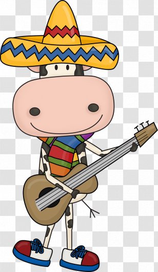 Cattle Art Sombrero - Hat - Cartoon Guitar Transparent PNG