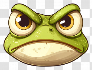 Frog Emoji - Angry Green Cartoon Frog Transparent PNG