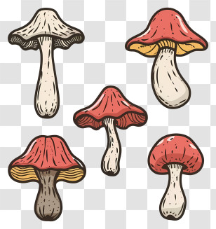 Cartoon - Mushrooms Colorful Illustration Transparent PNG