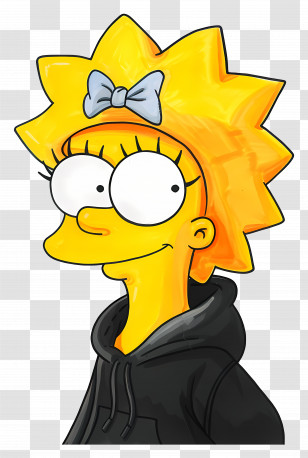 Lisa Simpson - Cartoon Girl With Yellow Hair And Hoodie Transparent PNG