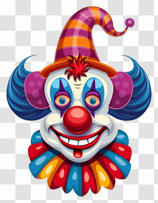 Scary Clown - Vibrant Cartoon Clown Face For Celebrations Transparent PNG