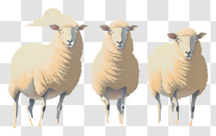 Three Sheep - Group Of Sheep In Drawing Style Transparent PNG