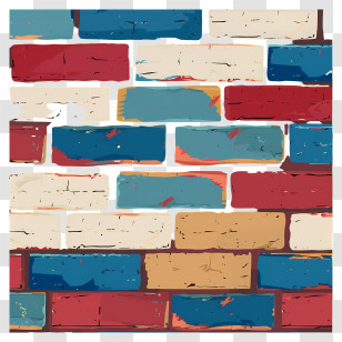 Brick Wall - Colorful Brick Wall Pattern Transparent PNG