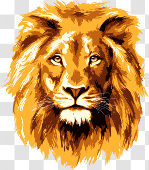 Lion Logo - Fierce Lion Face Artistic Illustration Transparent PNG