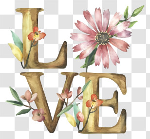 Cartoon - Love Letters With Floral Decoration Transparent PNG