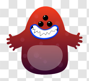 Cute Creature - Red Three-Eyed Monster Transparent PNG