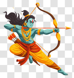 Shri Rama - Leaping Archer Drawing Bow Transparent PNG