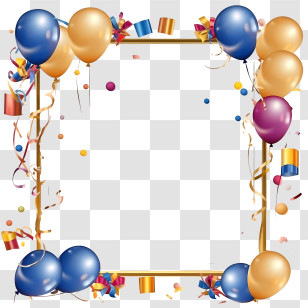 Birthday Frame - Decorative Frame With Party Balloons And Ribbons Transparent PNG