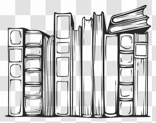 Books - Illustrated Stacked Books Design Transparent PNG