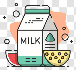 Cartoon - Milk Carton With Colorful Fruits For Healthy Breakfast Transparent PNG