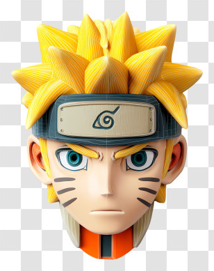 Naruto Head - Serious Anime Character With Yellow Hair Transparent PNG