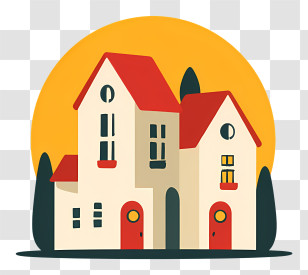 Real Estate Logo - Cartoon House With Red Roof Transparent PNG