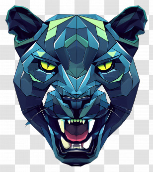 Panther Head - Geometric Panther Face Art Transparent PNG