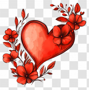 Valentine Heart - Heart With Flowers Illustration Transparent PNG