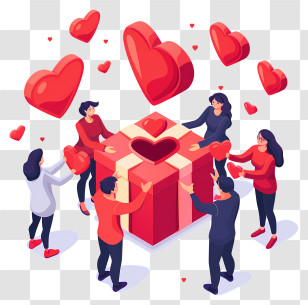 Giving Hearts Day - People Holding Heart Gift Box Transparent PNG