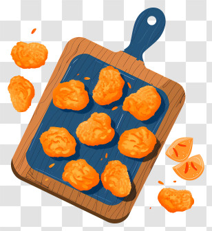 Chicken Nuggets - Crispy Chicken Nuggets On Wooden Board Transparent PNG
