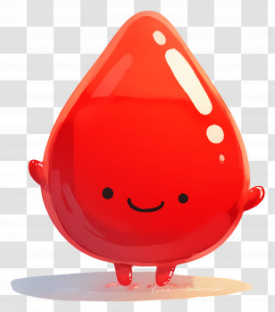 Blood Droplet - Adorable Red Cartoon Blood Droplet Character Transparent PNG
