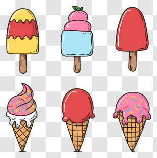 Ice Cream Cones - Cartoon Ice Cream And Popsicle Design Set Transparent PNG